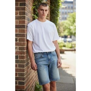 Hudson & Barrow Shorts Men's Blue Denim Slim Stretch Size 32 Cotton Blend